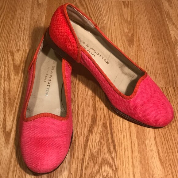 Stubbs & Wootton Two-Tone Pink Orange-Red Leather Flats Size 6.5 - Picture 7 of 16